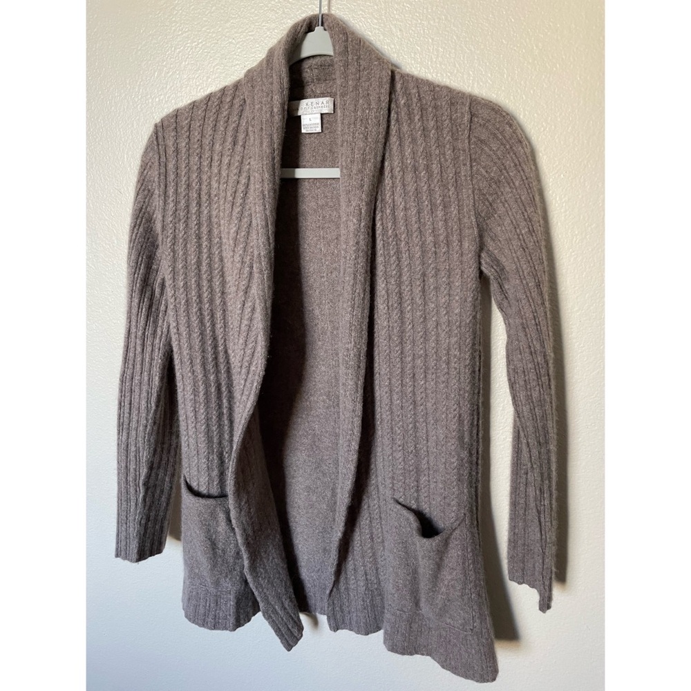 Kenar 100% 2-ply cashmere cardigan, taupe size L
